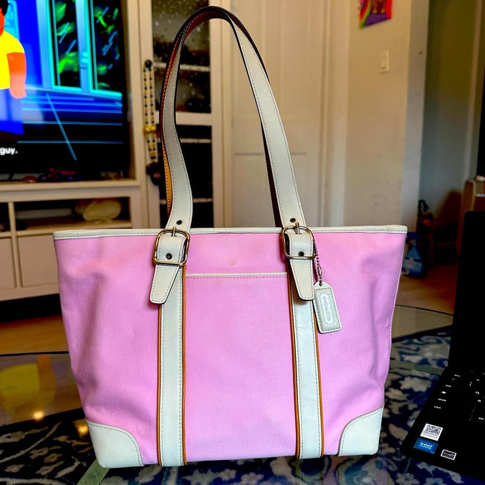 Pink Coach Hampton Canvas Tote